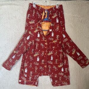 Nick & Nora women’s monkey Christmas pajama set size medium. 100% cotton